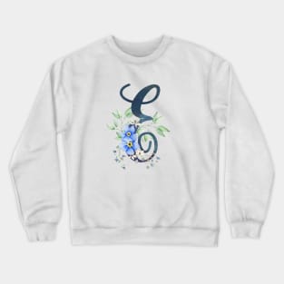 Floral Monogram E Wild Blue Flowers Crewneck Sweatshirt